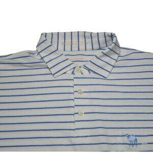 B. Draddy Men's Size - S Blue White Striped Performance Golf Polo
